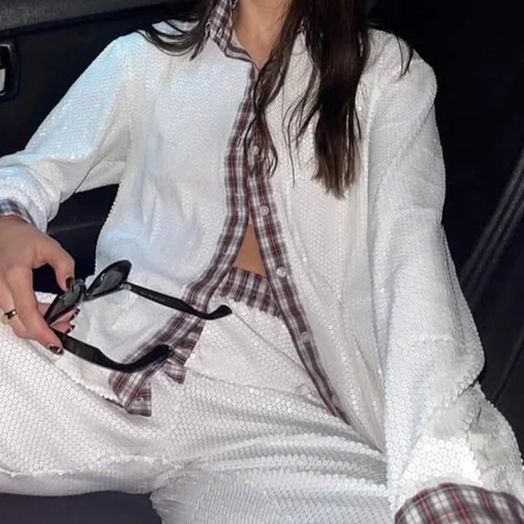 SEQUIN BLOUSE and PANTS SET