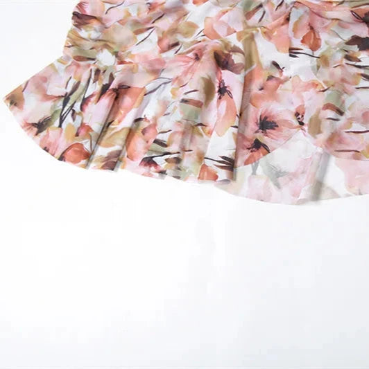 HOLLOW OUT PRINT MINI DRESS