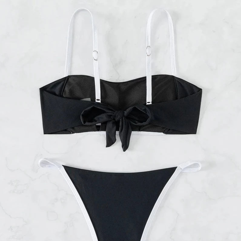 ANNY BLACK BIKINI with WHITE STRIPES