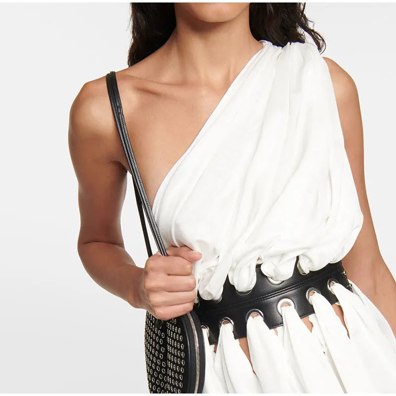 NESLA ONE SHOULDER WHITE MINI DRESS