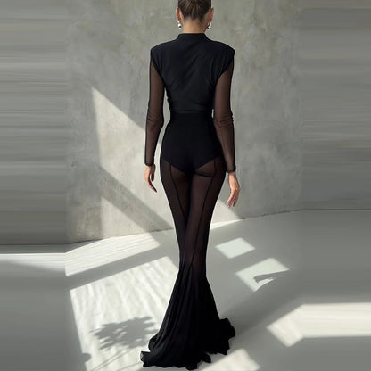 SLIM FLARED PLEATED TROUSERS