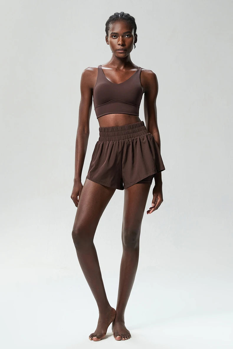 Women’s Quick-Dry Running Set – Sports Bra & High-Waist Shorts