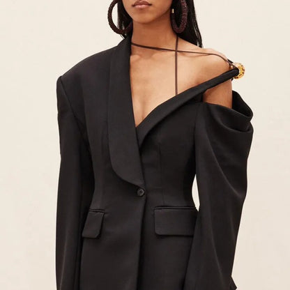 AMINA ONE SHOULDER BLAZER with BALL