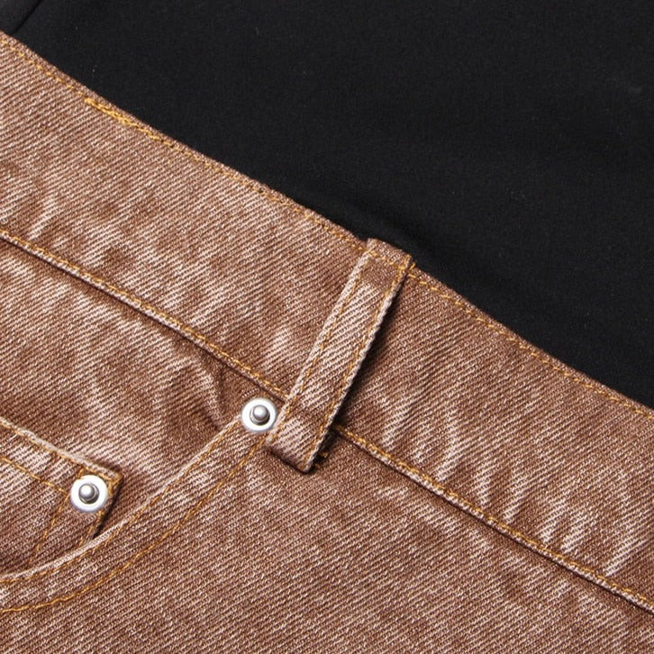 MAKENZIE KNEES WAIST FLARED DENIM PANTS