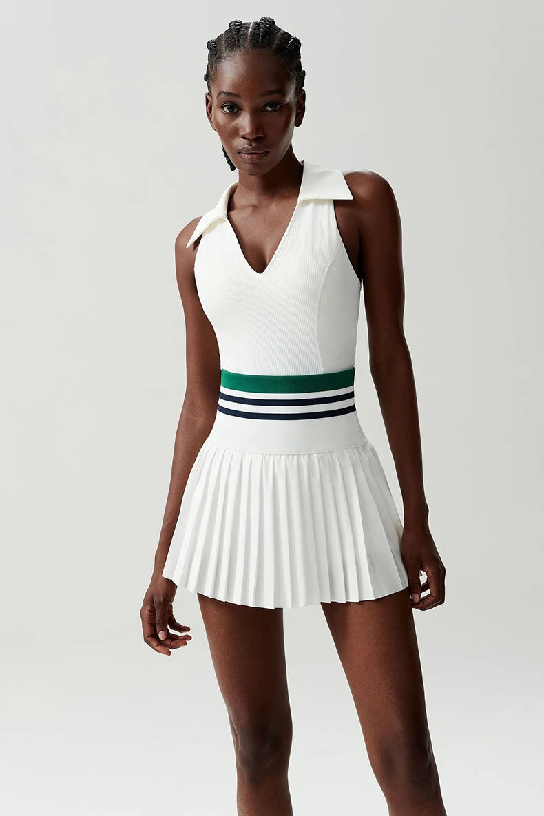 Women’s Two Piece Yoga Set – Gym Top & Tennis Skirt Quick Dry Sportswear