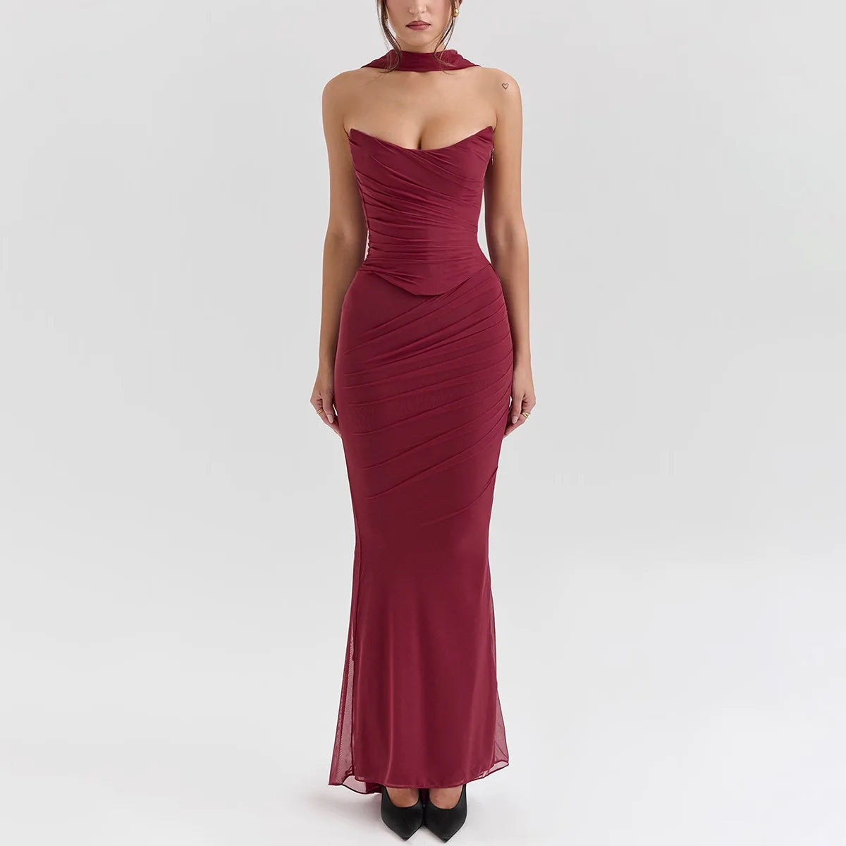 ELEGANT CORSET a MAXY SKIRT SET with SCARF