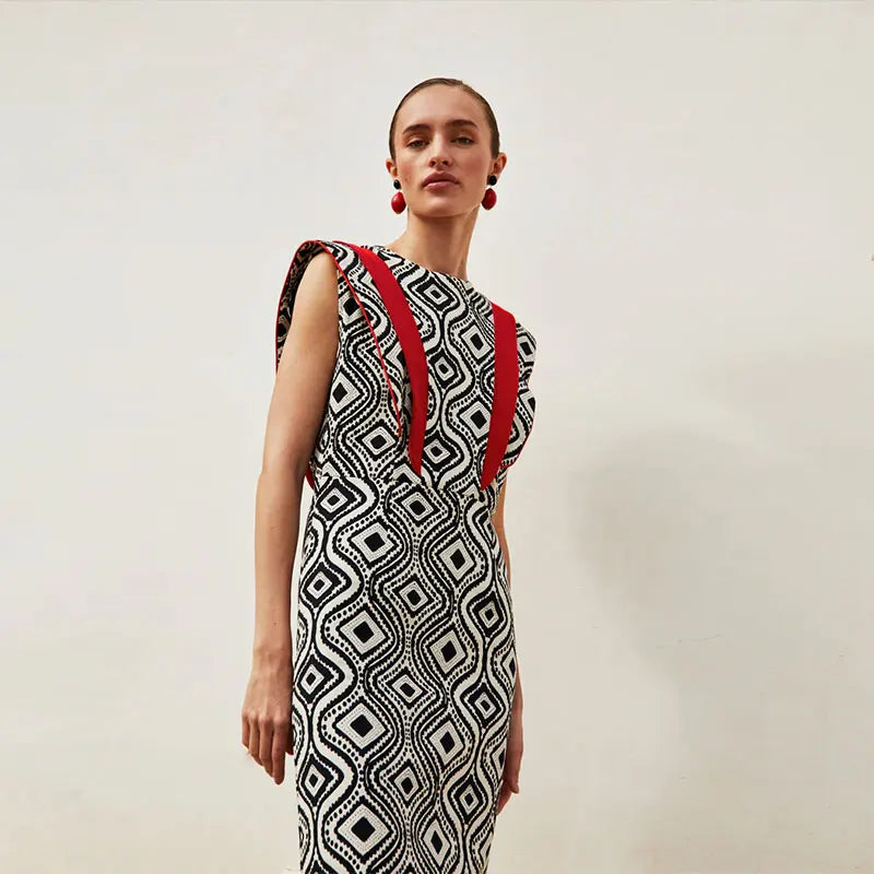 PRINT FLY SLEEVES MAXI DRESS