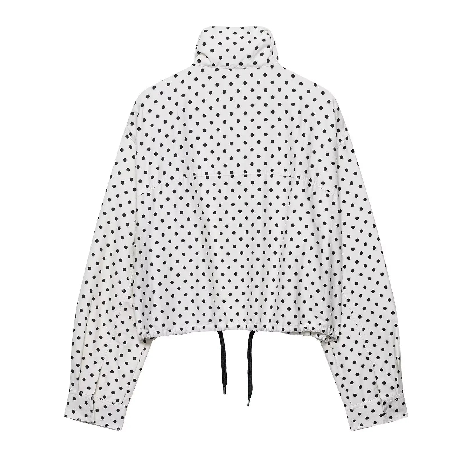 Polka Dot Two Piece Set with High Neck Jacket and Matching Pants or Shorts