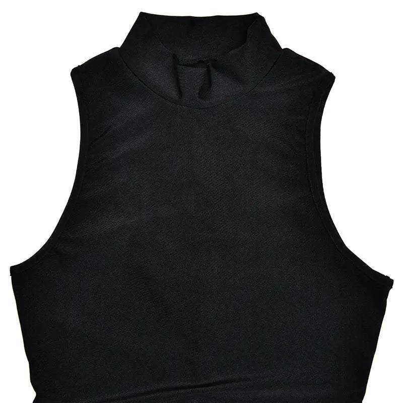 Black sleeveless top on a white background