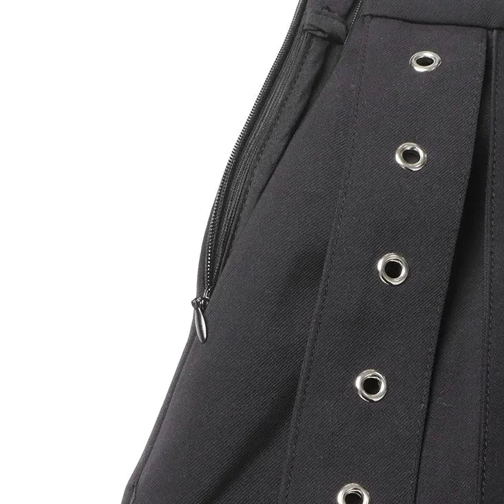 BLACK STRAPPY BELTED SKIRT