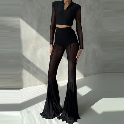 SLIM FLARED PLEATED TROUSERS