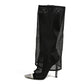 BLACK METAL POINTED TOE MESH BOOTS