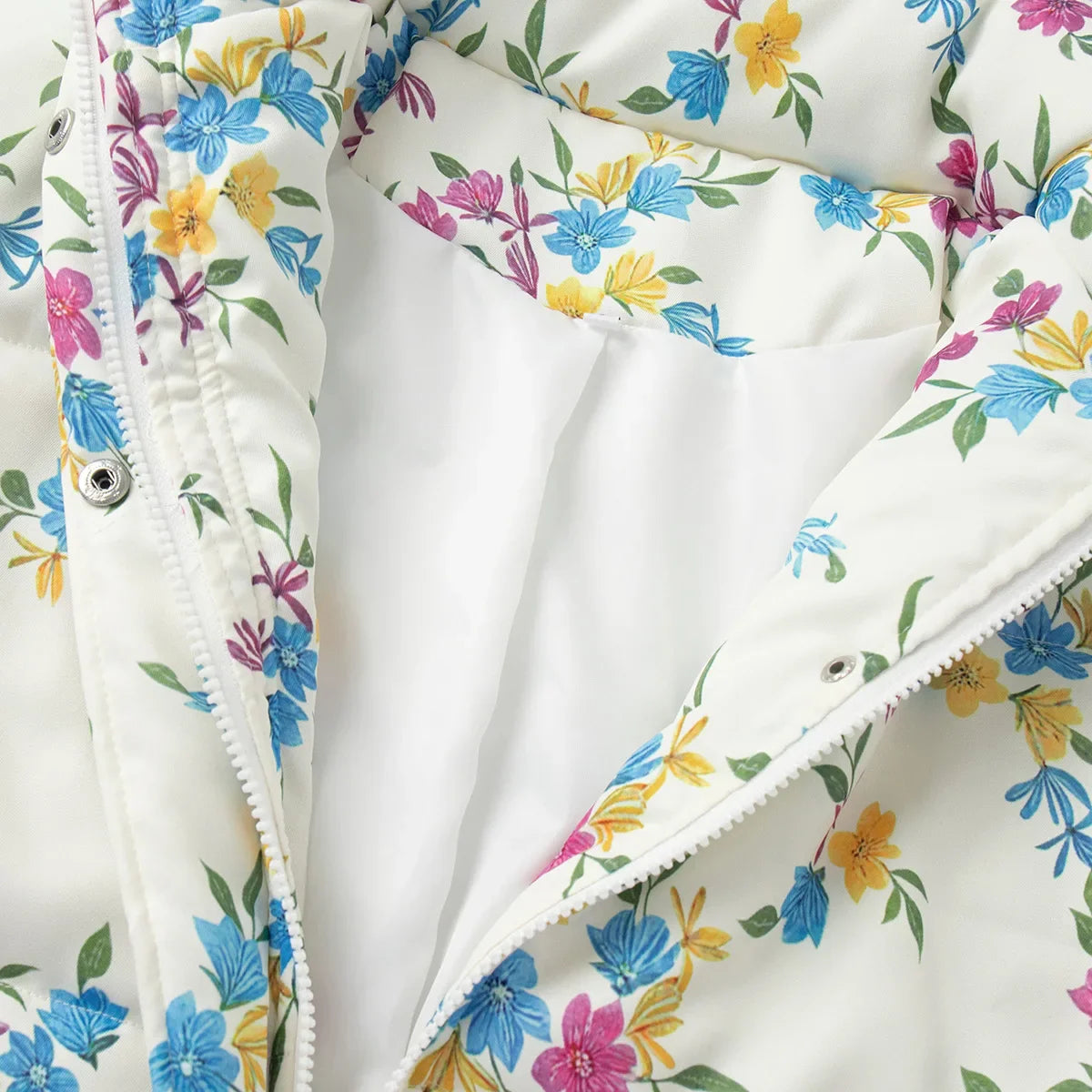 Floral Puffer Jacket with Hood – Women’s Quilted Winter Jacket