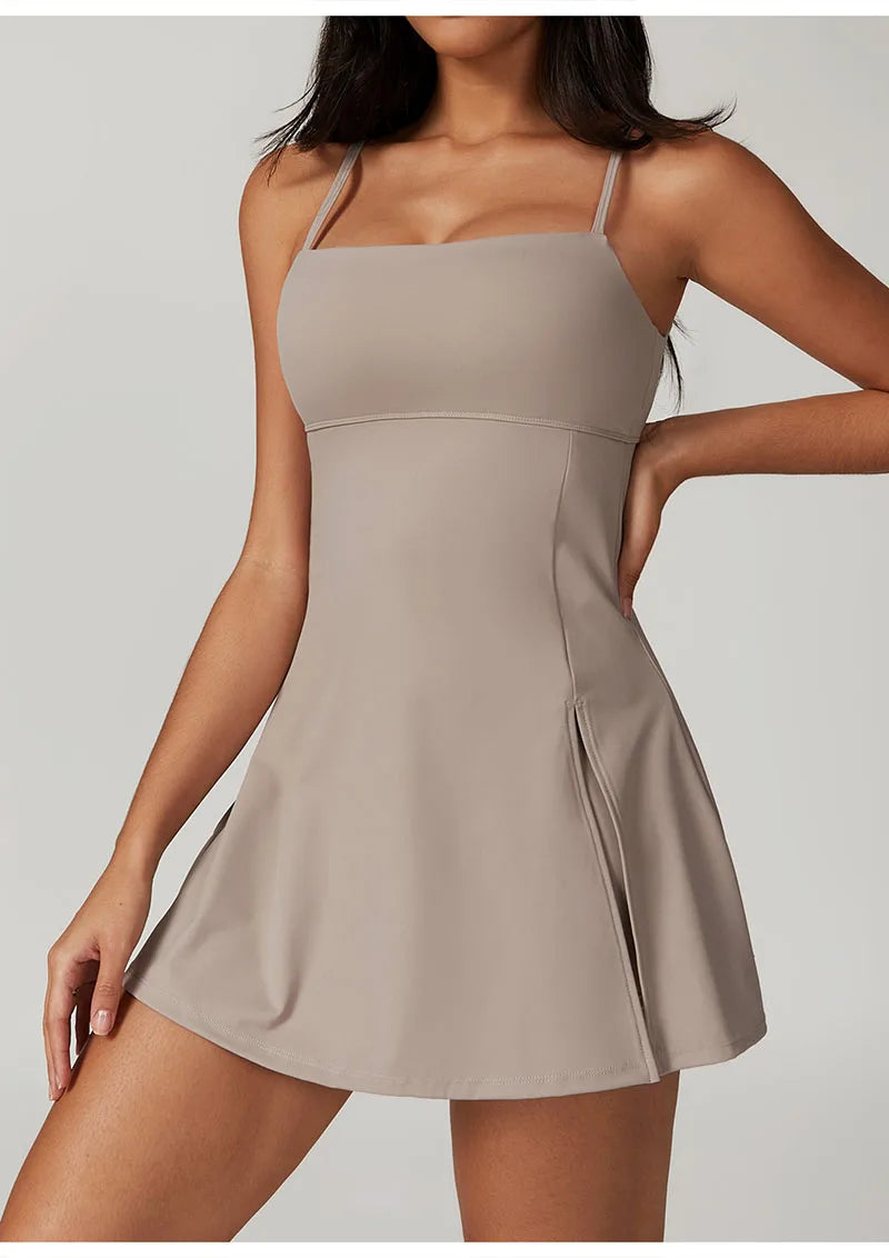 Women’s Activewear Sport Mini Dress with Built-In Shorts | Tennis, Golf & Workout Skort Dress