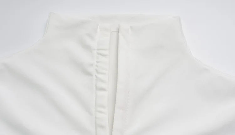 Black and White Cutout Two Piece Set with Front Clasp Top and High Waist Pants