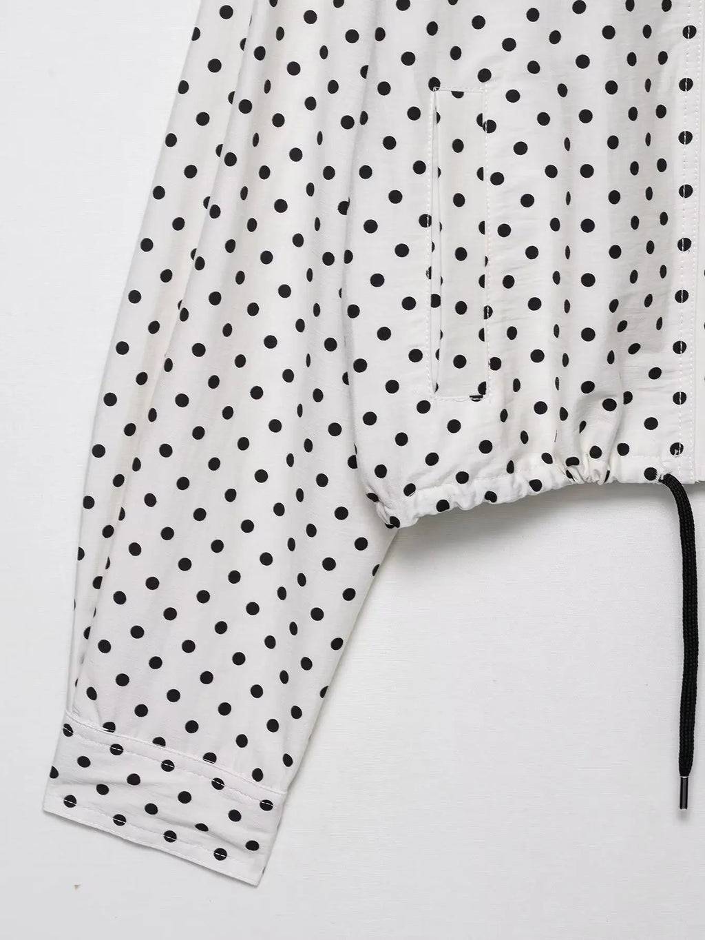 Polka Dot Two Piece Set with High Neck Jacket and Matching Pants or Shorts