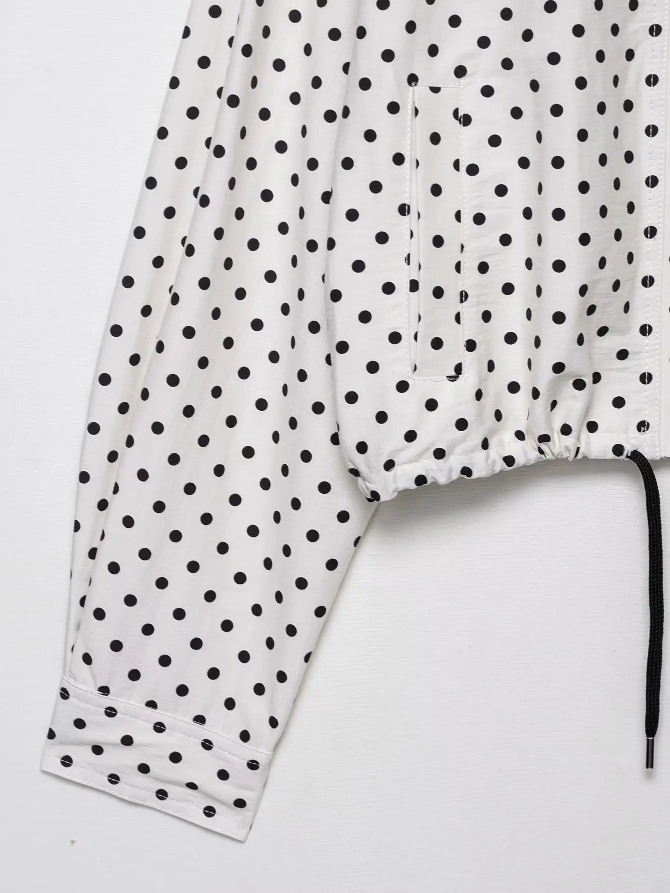 Polka Dot Two Piece Set with High Neck Jacket and Matching Pants or Shorts