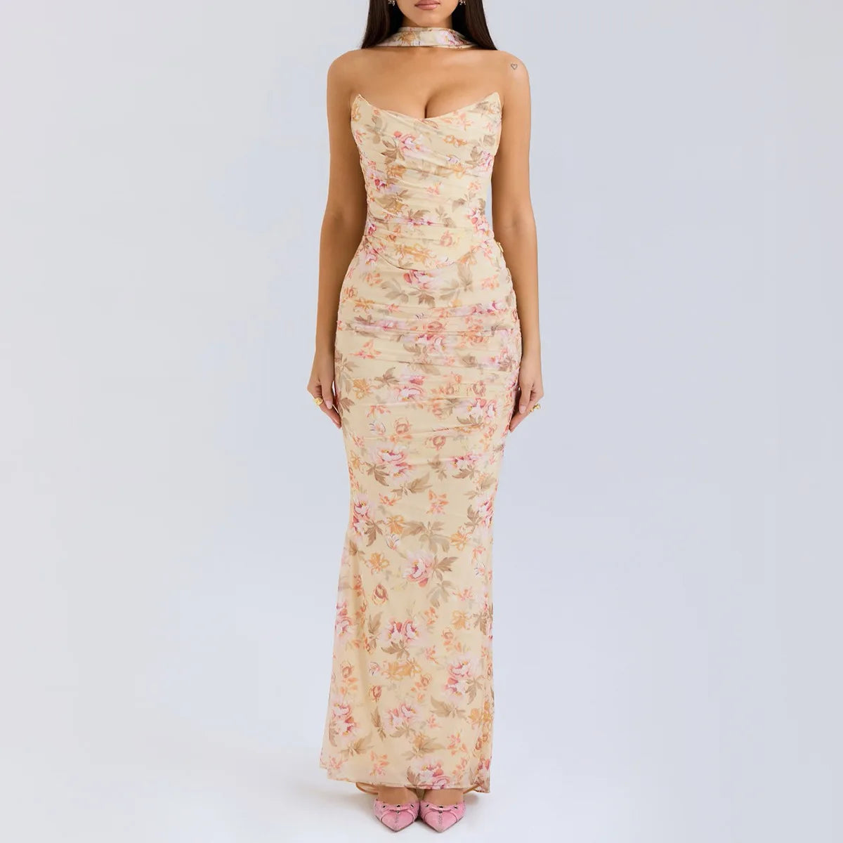 ELEGANT CORSET a MAXY SKIRT SET with SCARF