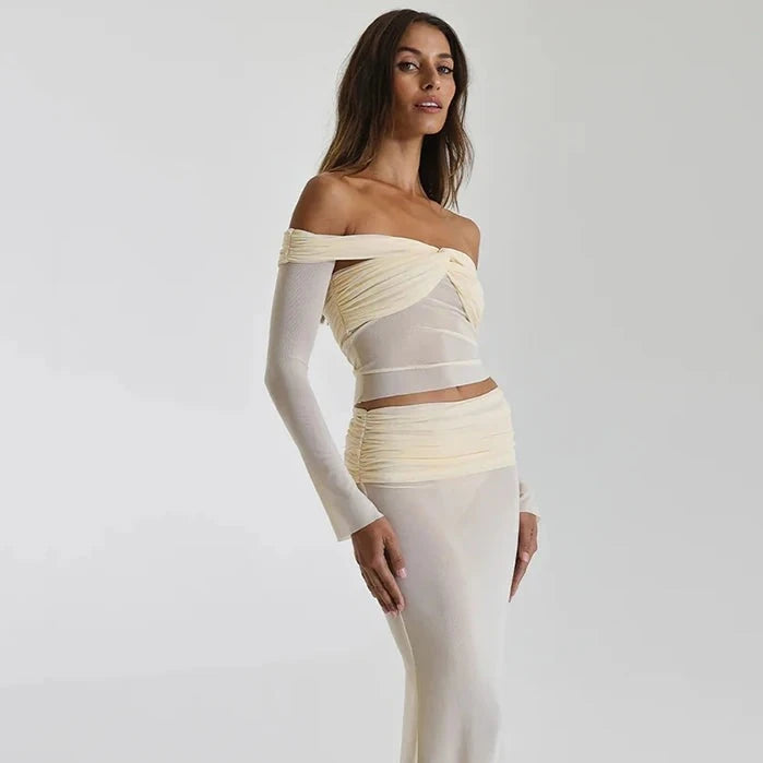 GYNA OFF SHOULDER TOP and MAXI SKIRT SET