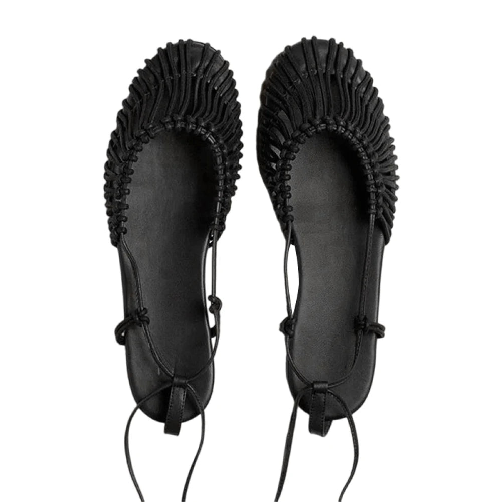 Low Heel Woven Roman Sandals with Ankle Strap – Summer Casual Flat Shoes for Women