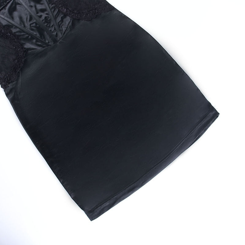 NOVAH HOLLOW OTT BLACK MINI DRESS