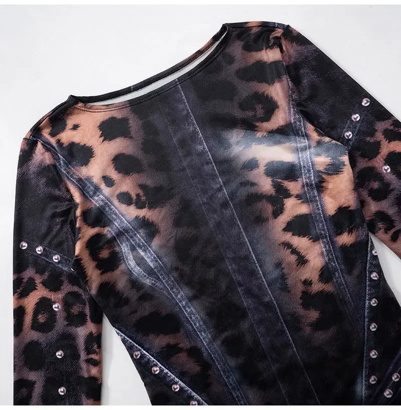 ANIMAL PRINT LONG SLEEVE MINI DRESS