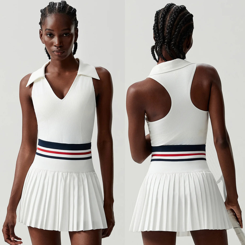 Women’s Two Piece Yoga Set – Gym Top & Tennis Skirt Quick Dry Sportswear