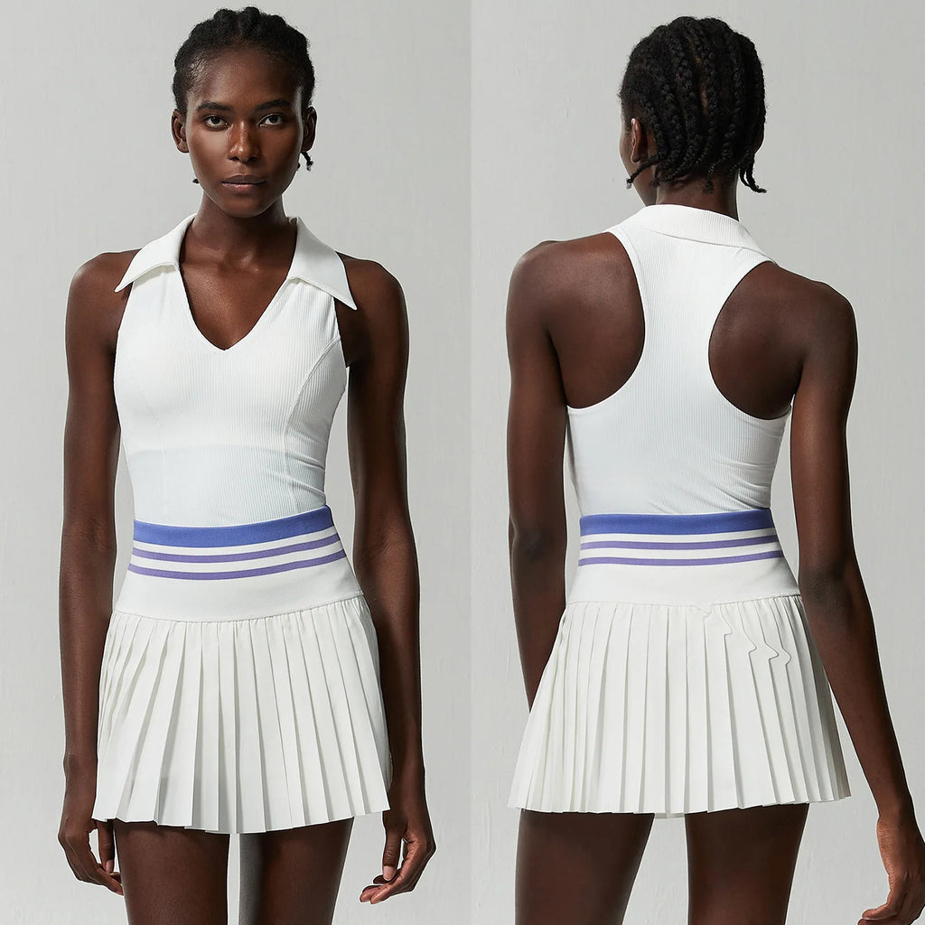 Women’s Two Piece Yoga Set – Gym Top & Tennis Skirt Quick Dry Sportswear