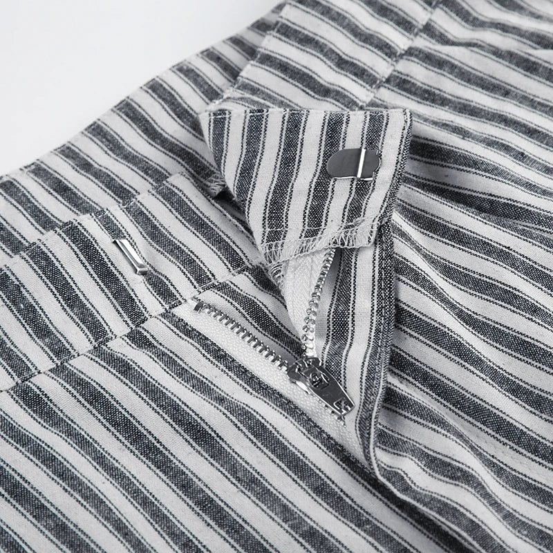 Striped Low Waist Wide Leg Trousers for Women | Vintage Streetwear Summer Pants