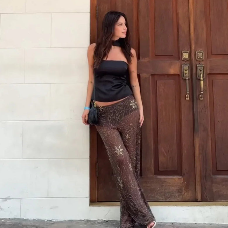 EMBOINED SEQUIN PANTS