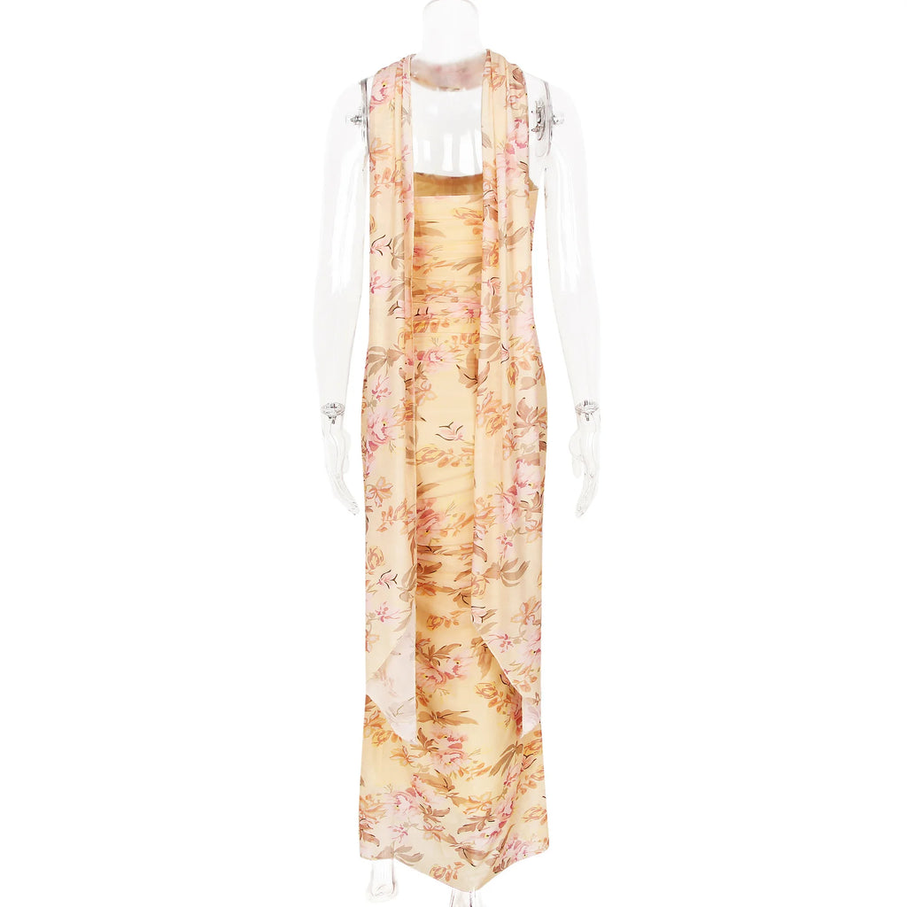 ELEGANT CORSET a MAXY SKIRT SET with SCARF