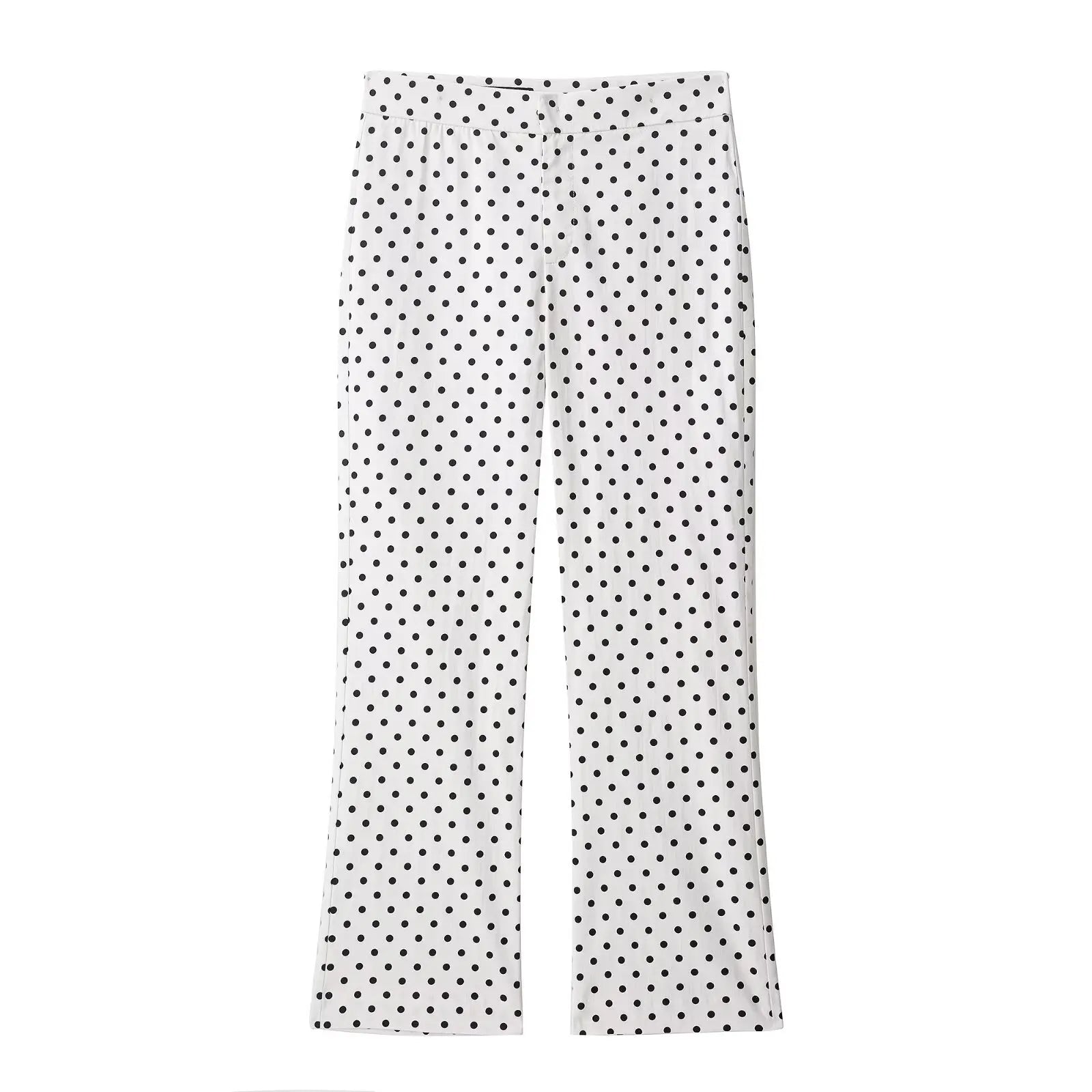 Polka Dot Two Piece Set with High Neck Jacket and Matching Pants or Shorts