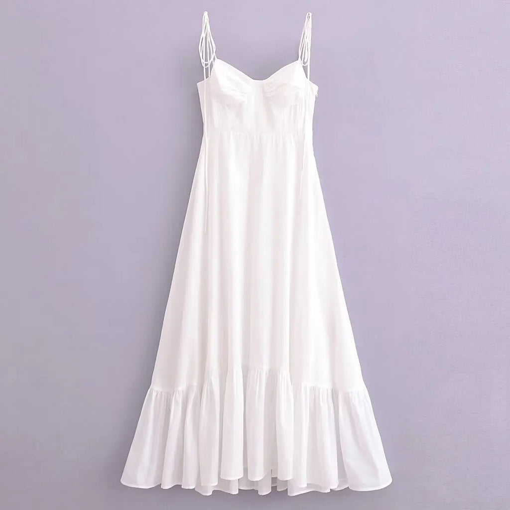 WHITE TIERED MAXI DRESS