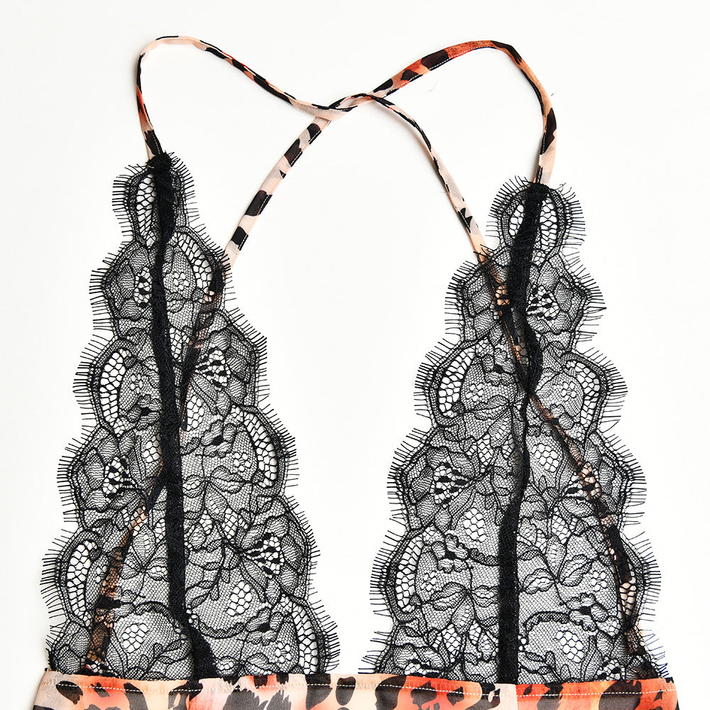 EMELY V NECK LACE SUSPENDERS MAXI DRESS