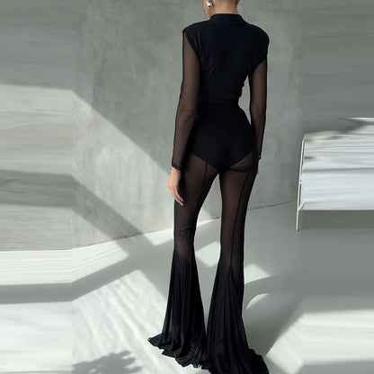 SLIM FLARED PLEATED TROUSERS