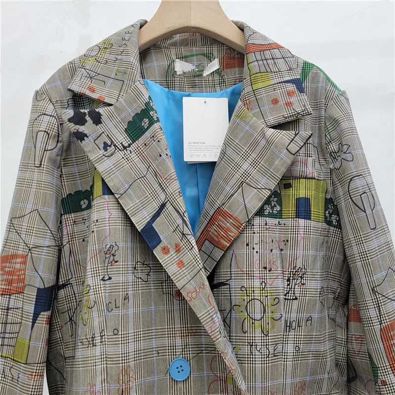 GRAY PLAID GRAFFITI BLAZER