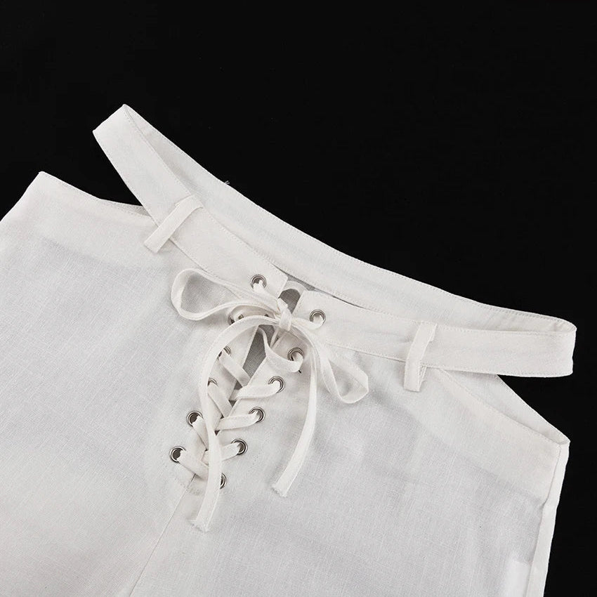 LINEN CUT OUT PANTS and SHIRT SET