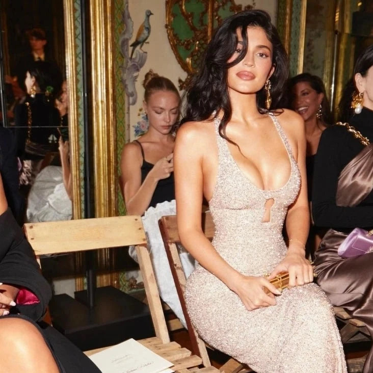 KYLIE GLITTER SEQUIN CUT OUT MAXI DRESS