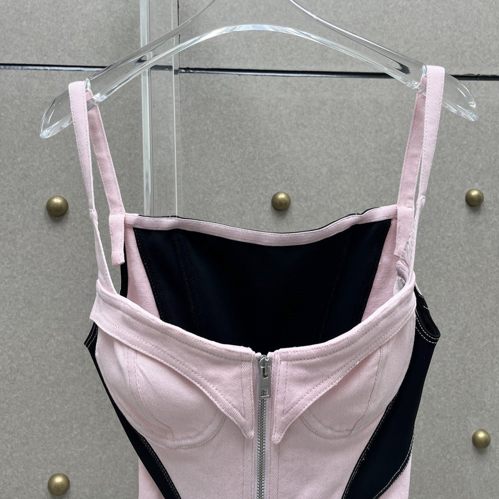 KHALY ZIPPER DENIM BODYSUIT