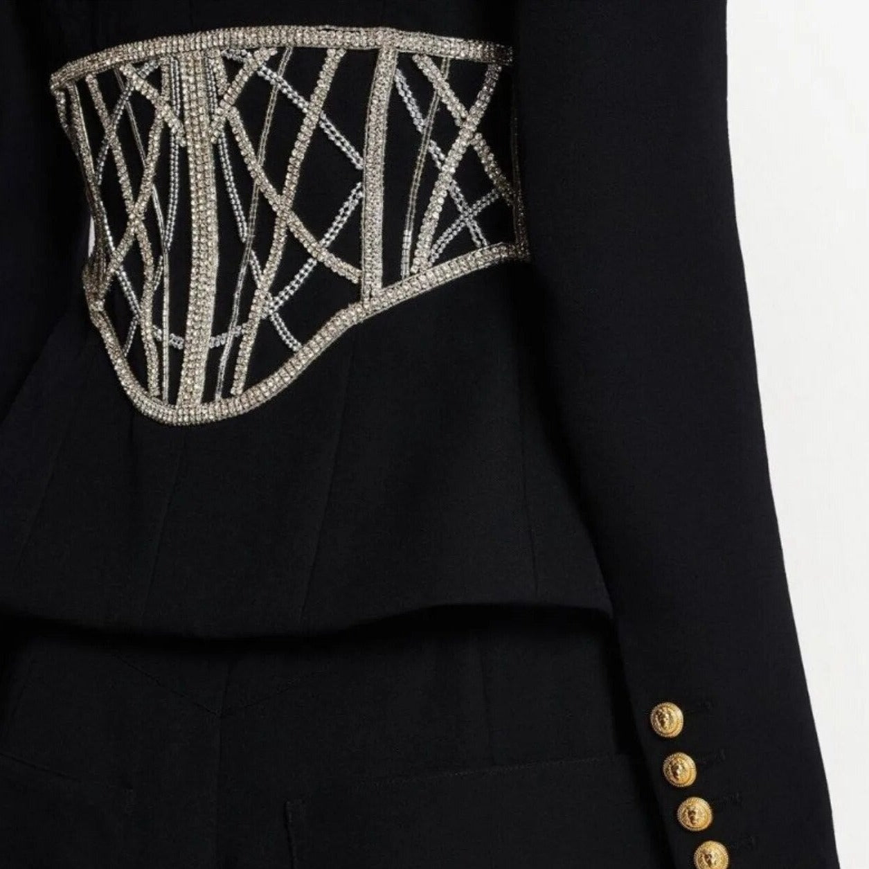 MERYL BLACK BLACER with CRYSTAL WAIST