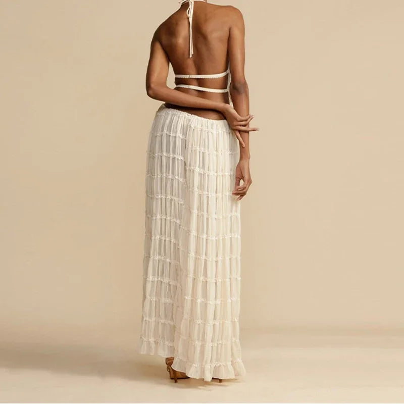 SLAVA PLEATED CROP TOP and LONG SKIRT SET