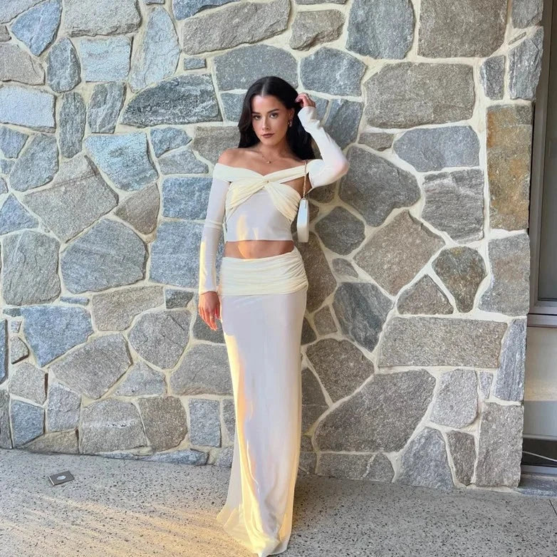 GYNA OFF SHOULDER TOP and MAXI SKIRT SET