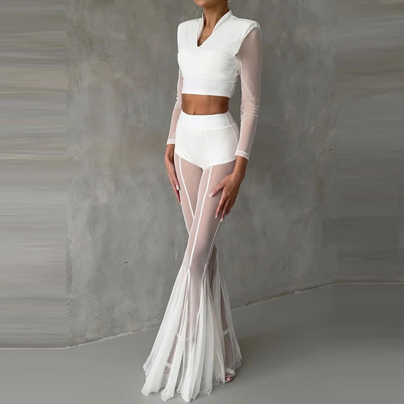 SLIM FLARED PLEATED TROUSERS