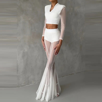 SLIM FLARED PLEATED TROUSERS