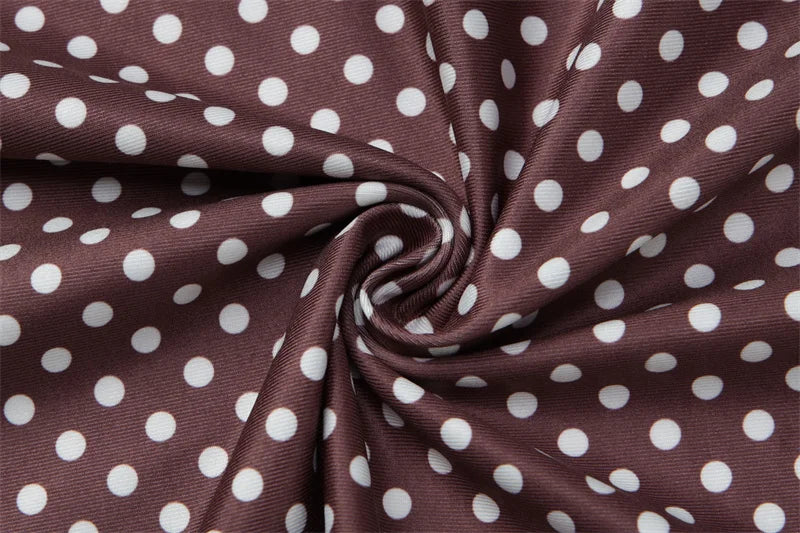 Polka Dot One Shoulder Maxi Dress for Women – Brown Patchwork Bodycon Evening Dress