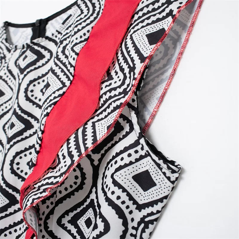PRINT FLY SLEEVES MAXI DRESS