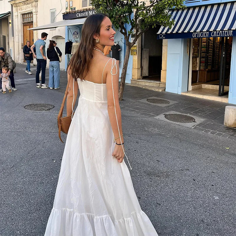 WHITE TIERED MAXI DRESS