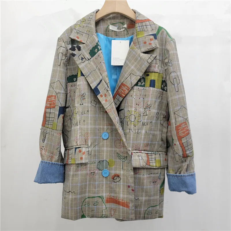 GRAY PLAID GRAFFITI BLAZER