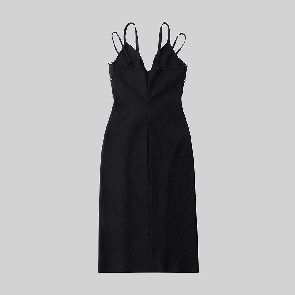 FAITH CRYSTALS SIDE SLIT MIDI DRESSS
