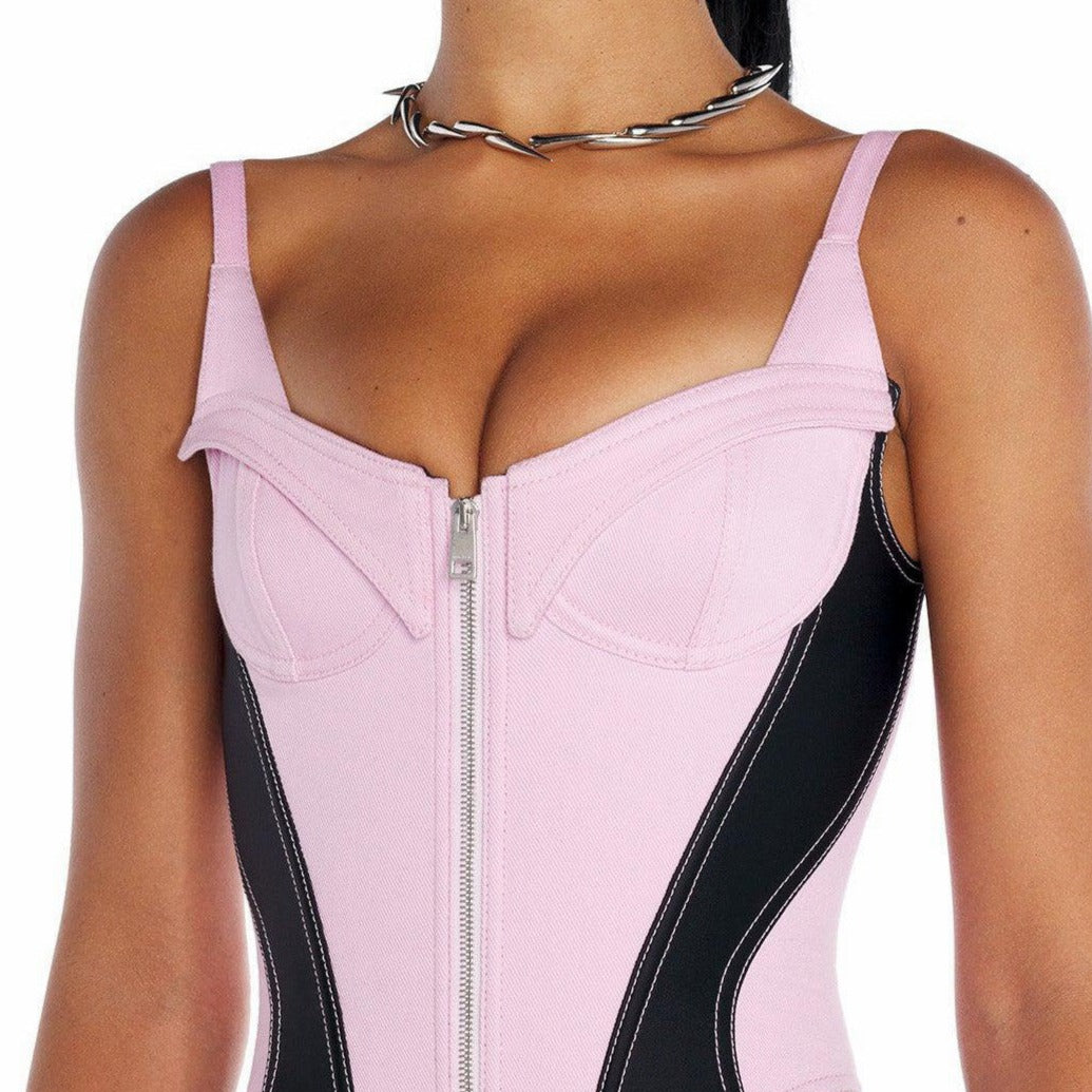KHALY ZIPPER DENIM BODYSUIT